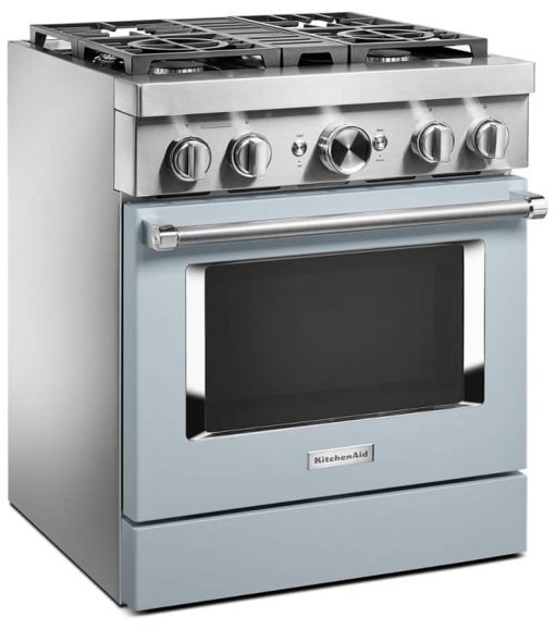 KitchenAid 30" Misty Blue Smart Commercial-Style Dual Fuel Range With 4 Burners - Image 5