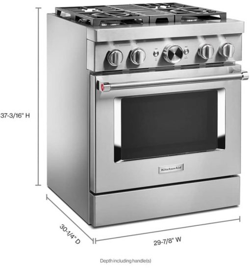 KitchenAid 30'' Stainless Steel Smart Commercial-Style Dual Fuel Range With 4 Burners - Image 6