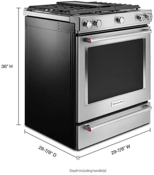 KitchenAid ADA 30" Stainless Steel Dual Fuel Slide-In Range - Image 5