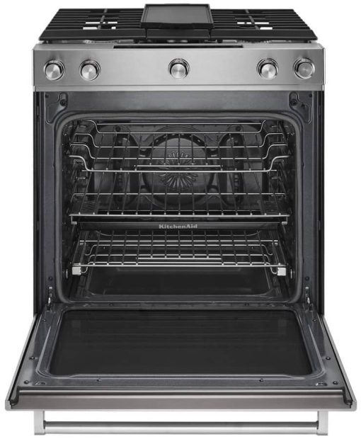 KitchenAid ADA 30" Stainless Steel Dual Fuel Slide-In Range - Image 2