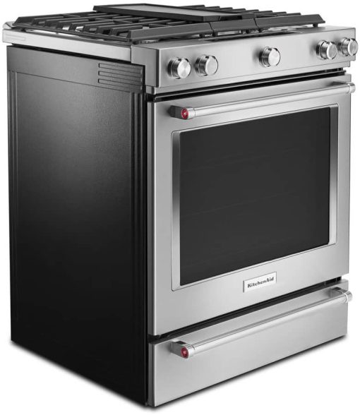 KitchenAid ADA 30" Stainless Steel Dual Fuel Slide-In Range - Image 4