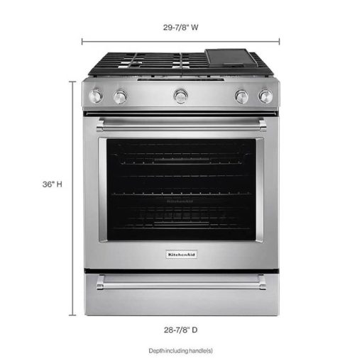 KitchenAid ADA 30" Stainless Steel Slide-In Convection Gas Range With Baking Drawer - Image 10