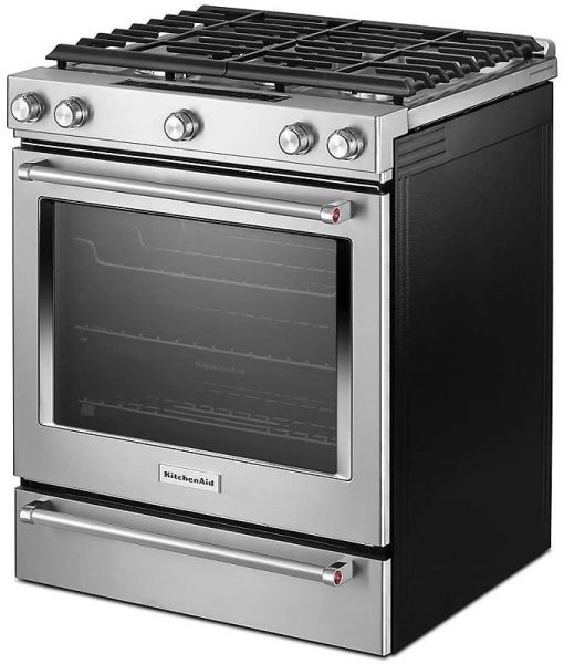 KitchenAid ADA 30" Stainless Steel Slide-In Convection Gas Range With Baking Drawer - Image 4