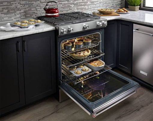 KitchenAid ADA 30" Stainless Steel Slide-In Convection Gas Range With Baking Drawer - Image 8