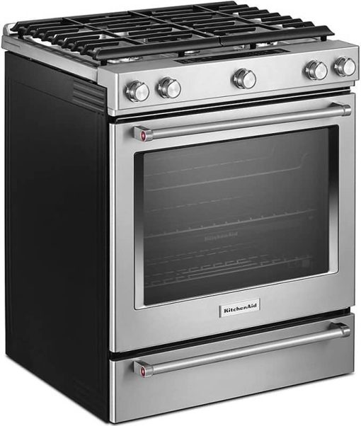 KitchenAid ADA 30" Stainless Steel Slide-In Convection Gas Range With Baking Drawer - Image 3