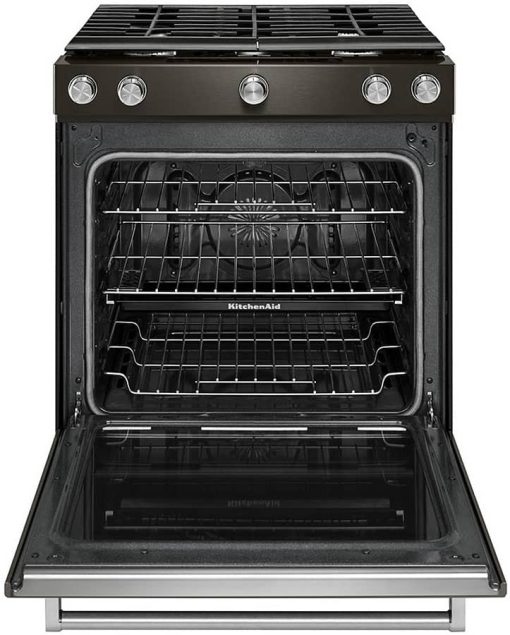 KitchenAid ADA 30" Black Stainless Steel Slide-In Gas Range - Image 2