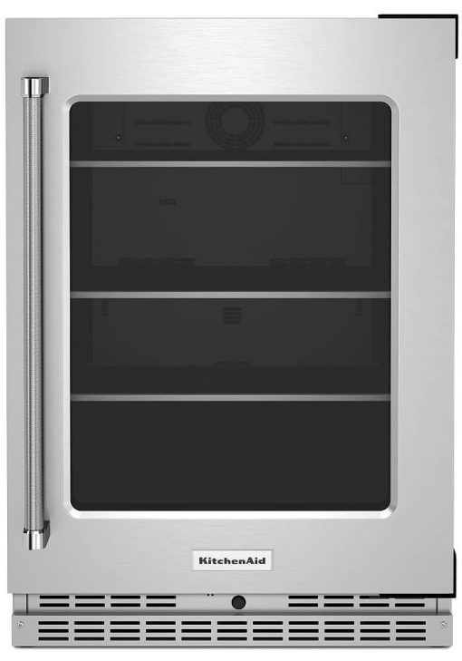KitchenAid 24" Stainless Frame Right-Hinge Undercounter Refrigerator With Shelves With Metallic Accents