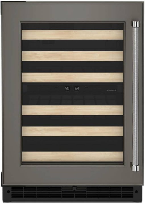 KitchenAid 24" Panel-Ready Frame Left-Hinge Undercounter Wine Cellar With Glass Door And Wood-Front Racks