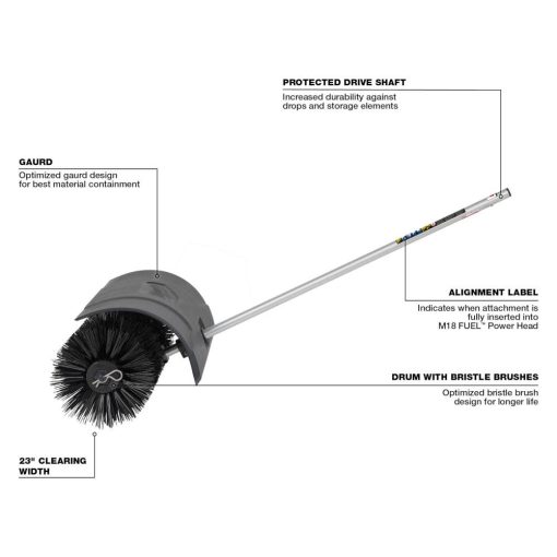 Milwaukee M18 FUEL QUIK LOK Bristle Brush Attachment &  Rubber Broom Attachment Bundle - Image 4