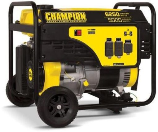 Champion 5000W Gasoline Powered Recoil Pull Start Portable Generator with Wheel Kit (California Compliant)