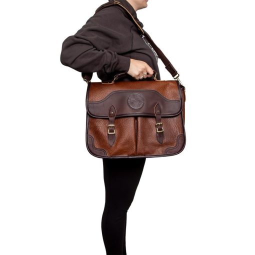 15 Liter Capacity Brown Trim Bison Leather Executive Briefcase - Image 5