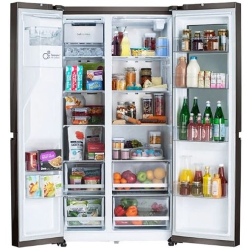 Side-by-Side Black Stainless Steel Refrigerator - Image 2