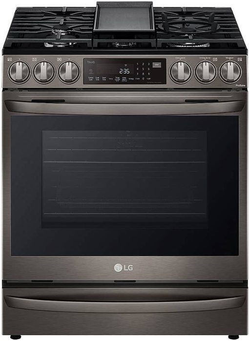 LG 6.3 Cu. Ft. PrintProof Black Stainless Steel Smart Wi-Fi Enabled ProBake Convection InstaView Gas Slide-In Range With Air Fry