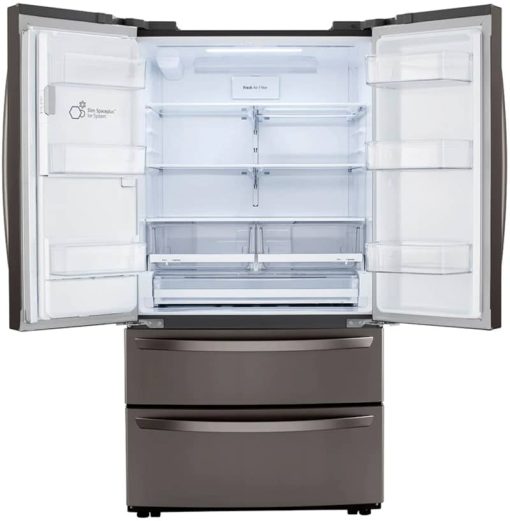 LG 28 Cu. Ft. PrintProof Black Stainless Steel Smart Double Freezer French Door Refrigerator With Craft Ice - Image 2