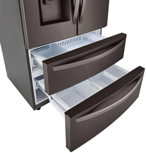 LG 28 Cu. Ft. PrintProof Black Stainless Steel Smart Double Freezer French Door Refrigerator With Craft Ice - Image 7