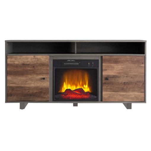 Hearthpro Media Electric Fireplace with Wood Finish Accent Doors