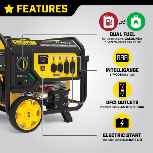 Champion 7500 Watt Dual Fuel Portable Generator with Electric Start - Image 3