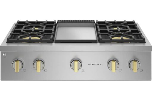 Monogram ADA 36" Stainless Steel Professional Gas Rangetop With 4 Burners And Griddle