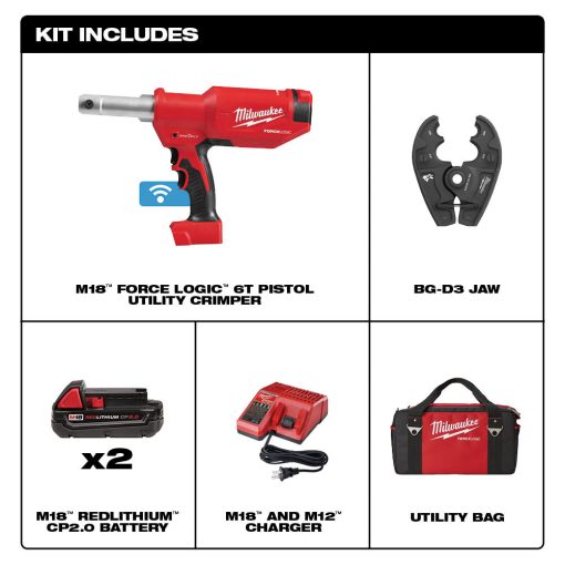 M18™ FORCE LOGIC™ 6T Pistol Utility Crimper w/ BG-D3 Jaw - Image 2