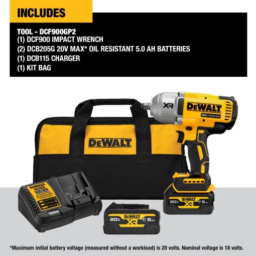 DEWALT 20V MAX XR 1/2" High Torque Impact Wrench with Hog Ring Anvil Kit - Image 12
