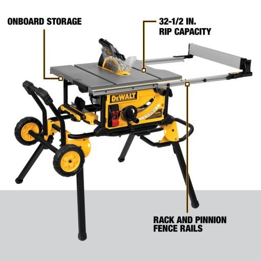 10-in Jobsite Table Saw 32-1/2-in (82.5cm) Rip Capacity, and a Rolling Stand - Image 2
