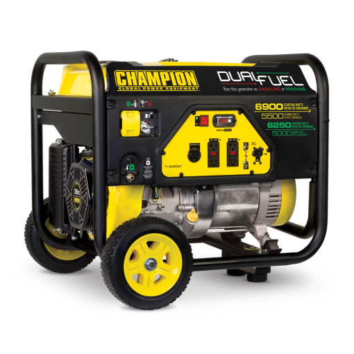 Champion 5500-Watt Dual Fuel Portable Generator with Wheel Kit