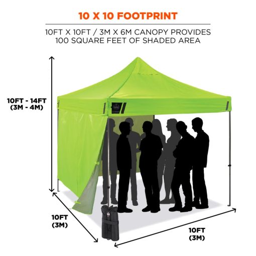 Ergodyne Shax 6051 Single Lime Heavy Duty Pop Up Tent Kit 10' x 10' - Image 2