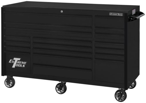 RX Series 72" x 30" 19 Drawer Roller Cabinet, Matte Black with Black Drawer Pulls