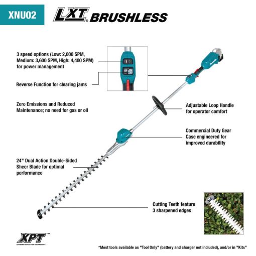 18V LXT® Lithium-Ion Brushless Cordless 24" Pole Hedge Trimmer Kit (5.0Ah) - Image 8