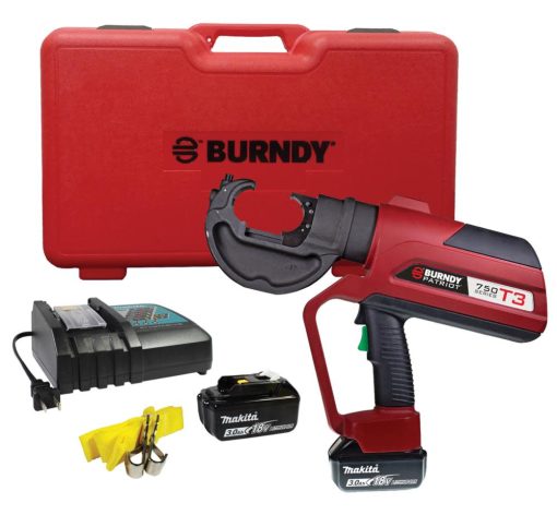 PATRIOT® T3 Technology 12-Ton Battery Crimper, C-Head, Uncovered, Two 3.0Ah 18V Li-Ion Batteries, 120V-AC Charger, Hard Case