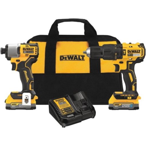 DEWALT 2-Tool 20V MAX Brushless Hammer Drill/Driver & Impact Driver Cordless Tool Combo Kit with 2 POWERSTACK Batteries
