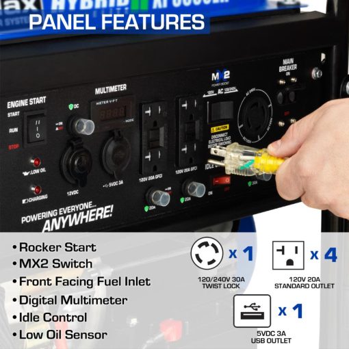DuroMax 8,500 Watt 16hp Dual Fuel Portable Generator with Electric Start - Image 4