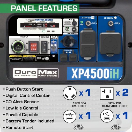 Duromax XP4500iH Portable Generator 4500 Watt 223cc Dual Fuel Digital Inverter Hybrid - Image 4