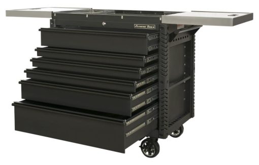41" 6 Drawer Stainless Steel Sliding Top Deluxe Tool Cart with Bumpers, Matte Black with Black Drawer Pulls - Image 2