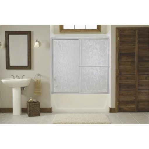 Sterling Deluxe Framed 56-1/4 In. W. X 55-1/4 In. H. Chrome Pebbled Glass Sliding Tub Door
