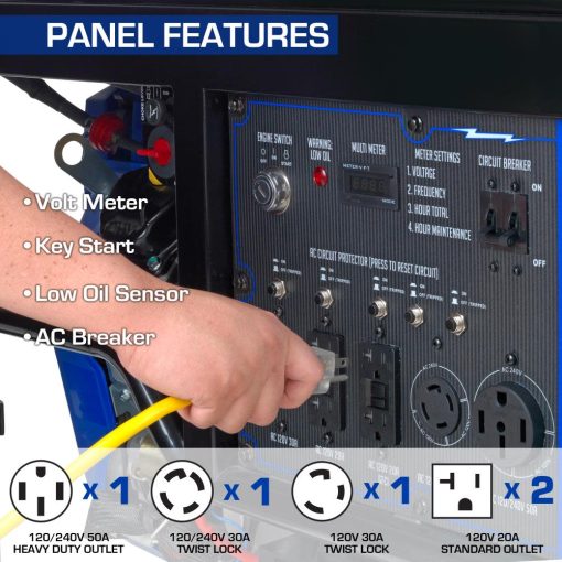 15000 Watt V-Twin Gas Powered Electric Start Portable Generator - Image 3