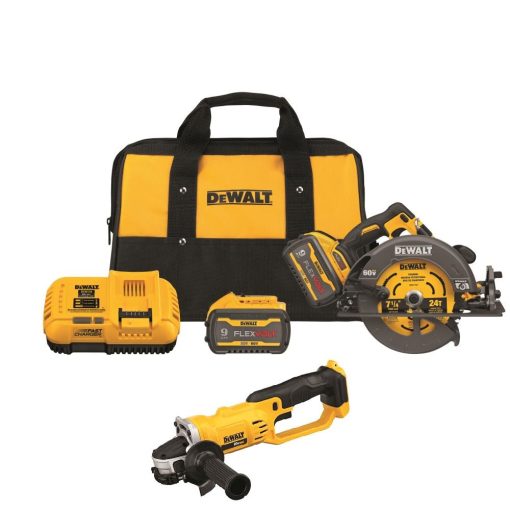 FLEXVOLT 60V MAX 7-1/4" Brushless Circular Saw with Brake and 20V MAX* Lithium Ion 4 1/2” Cut-Off Tool Kit Bundle