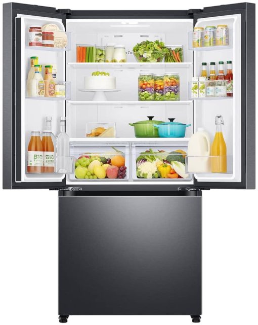 Samsung 18 Cu. Ft. Fingerprint Resistant Black Stainless Steel Smart Counter Depth 3-Door French Door Refrigerator - Image 2