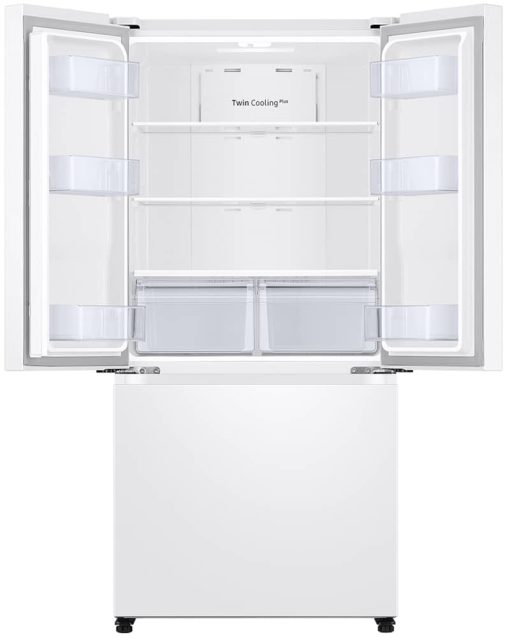 Samsung 18 Cu. Ft. Fingerprint Resistant White Smart Counter Depth 3-Door French Door Refrigerator - Image 3
