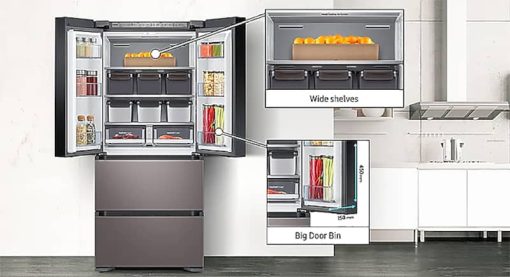 Samsung 17.3 Cu. Ft. Platinum Bronze Smart Kimchi & Specialty 4-Door French Door Refrigerator - Image 17