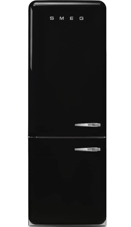 Smeg 50's Retro Style Aesthetic 18 Cu. Ft. Black Left-Hinge Bottom Freezer Refrigerator With Manual Ice Maker