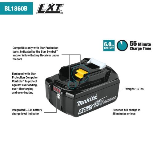 Makita 18V LXT 5 Piece Combo Kit Lithium Ion Brushless Cordless - Image 11