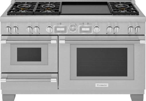 Thermador Pro Grand 60" Stainless Steel Commercial-Depth Dual-Fuel Range With Steam And Double Griddle