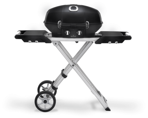 TravelQ™ PRO285X Portable Propane Gas Grill with Scissor Cart, Black