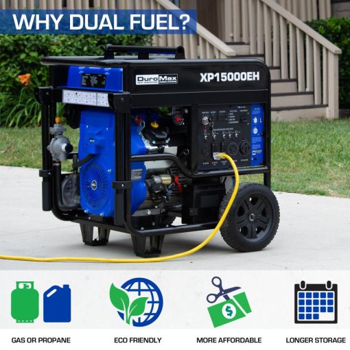 15000 Watt V-Twin Electric Start Dual Fuel Hybrid Portable Generator - Image 3