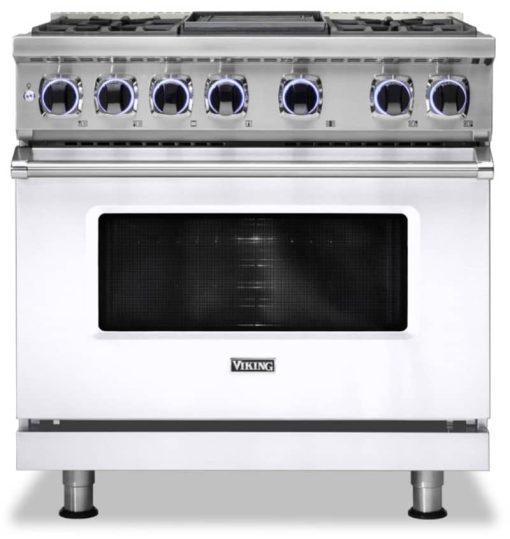 Viking 7 Series 36" White Liquid Propane Dual Fuel Range With Griddle