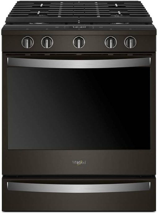 Whirlpool ADA 5.8 Cu. Ft. Fingerprint Resistant Black Stainless Steel Slide-In Gas Range With EZ-2-Lift Hinged Cast-Iron Grates