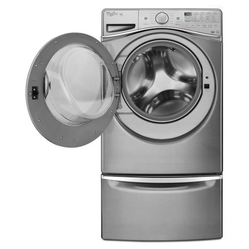 15.5 Inch Laundry Pedestal with Chrome Handle and Storage Drawer - Image 4