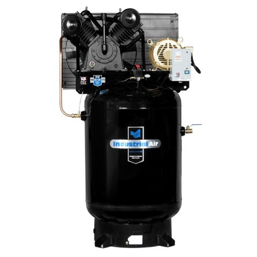 Industrial Air 10 HP Three Phase 230V 120 Gallon Vertical Two Stage with Baldor motor with mag starter
