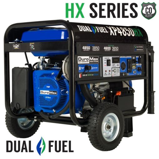 DuroMax Generator Dual Fuel Gas Propane Portable with CO Alert 4850 Watt